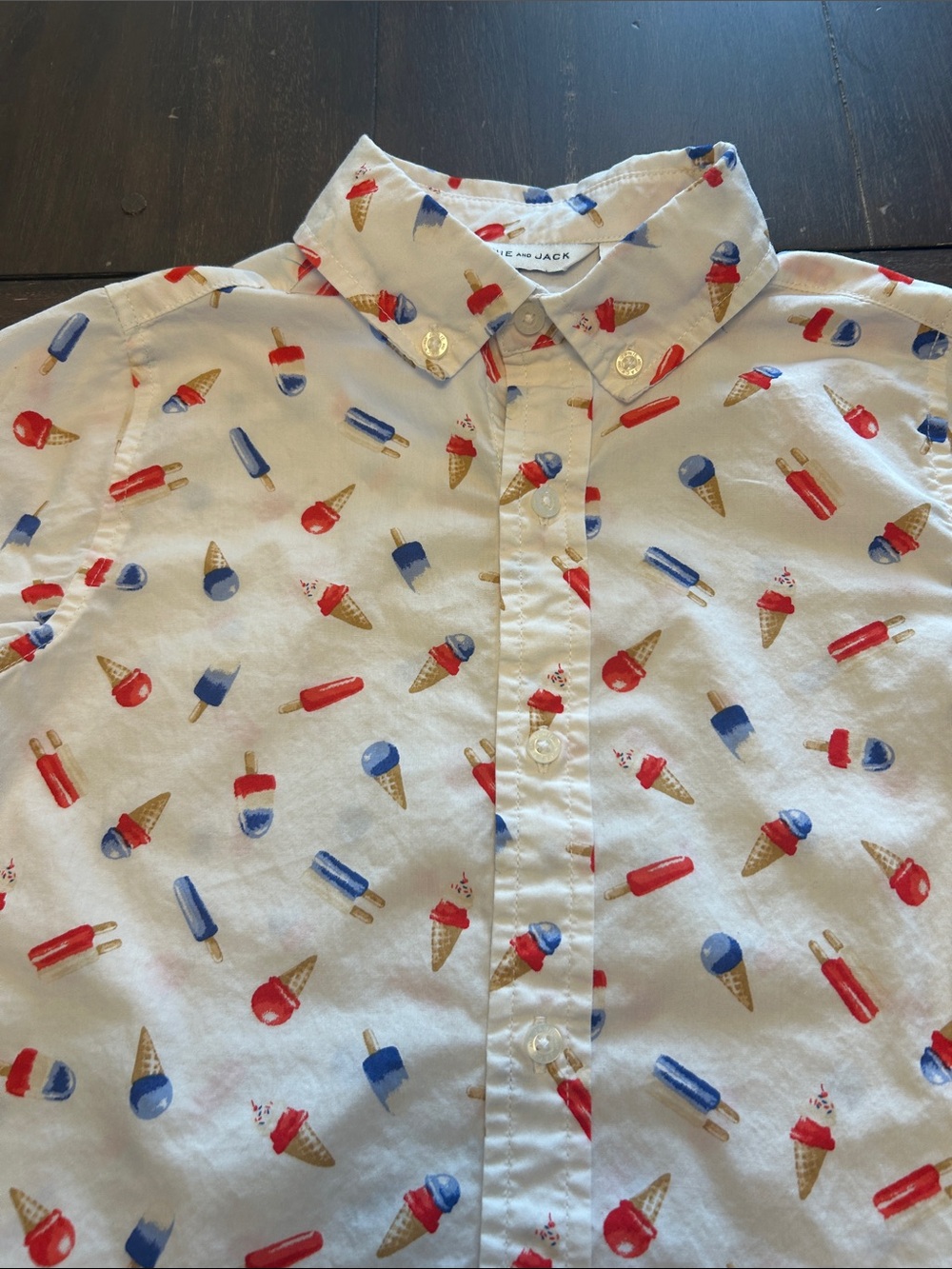 Janie and Jack Popsicle/Ice Cream Red, White, Blue Cotton Short Sleeve Shirt